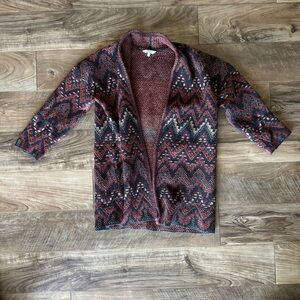 Lucky Brand Red and Black Knit Cardigan